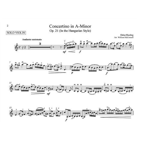 Oskar Rieding: Concertino In A Minor (Score And Parts)