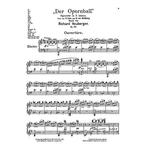 Richard Heuberger: The Opera Ball (Vocal Score)