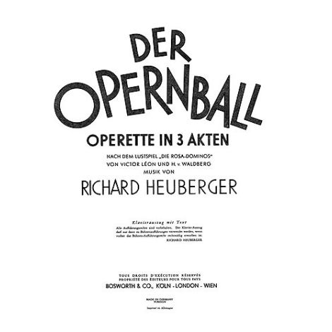 Heuberger, R Der Opernball Overture (German Lyrics) Pf