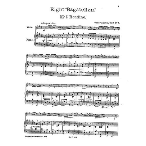Gustav Ellerton: Rondino For Violin And Piano Op.18 No.4