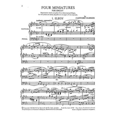 Clifford Harker: Four Miniatures For Organ