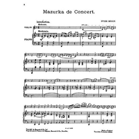 Musin, O Mazurka De Concert Vln/Pf