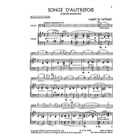Albert Ketelbey: Songe D'Autrefois (Cello/Piano)