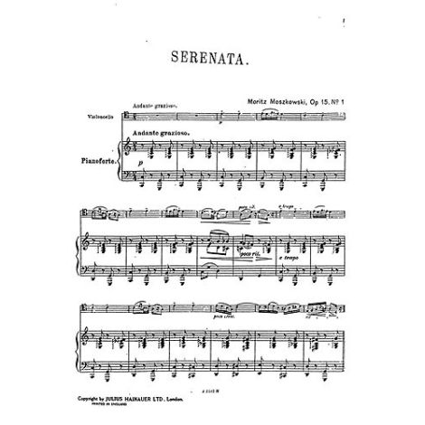 Moritz Moszkowski: Serenade For Cello And Piano Op.15 No.1