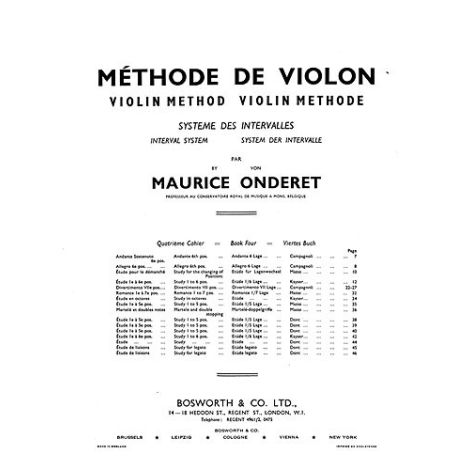 Maurice Onderet: Violin Method Book 4