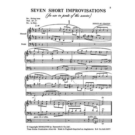 Douglas Coates: Seven Short Improvisations For Organ
