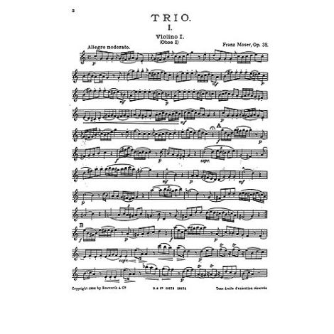 Franz Moser: Trio For Two Violins And Viola Op.38
