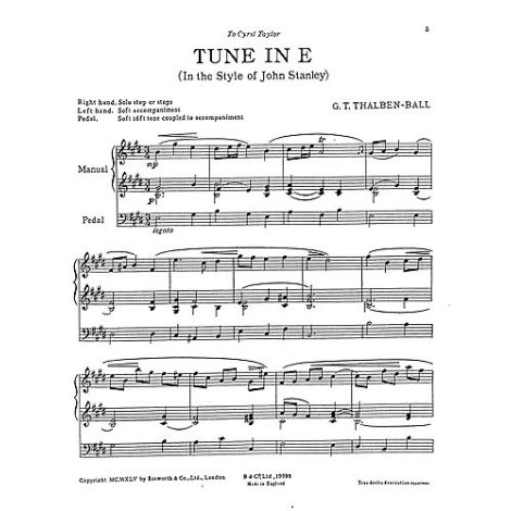 George Thalben-Ball: Tune In E For Organ
