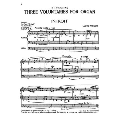 W.S. Lloyd Webber: Three Voluntaries For Organ