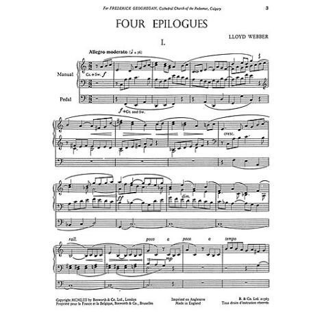 W.S. Lloyd Webber: Four Epilogues For Organ