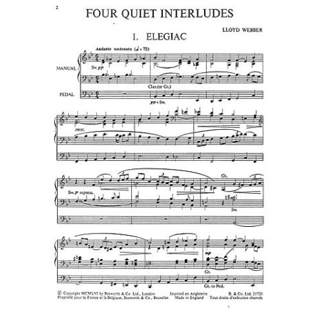 W.S. Lloyd Webber: Four Quiet Interludes For Organ