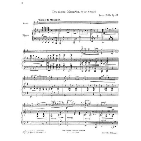 Franz Drdla: Deuxieme Mazurka For Violin And Piano Op.23