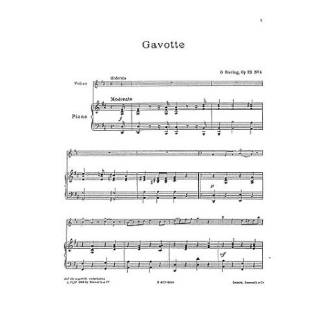 Oskar Rieding: Gavotte For Violin And Piano Op.23 No.4