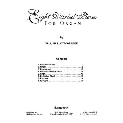 W.S. Lloyd Webber: Eight Varied Pieces For Organ