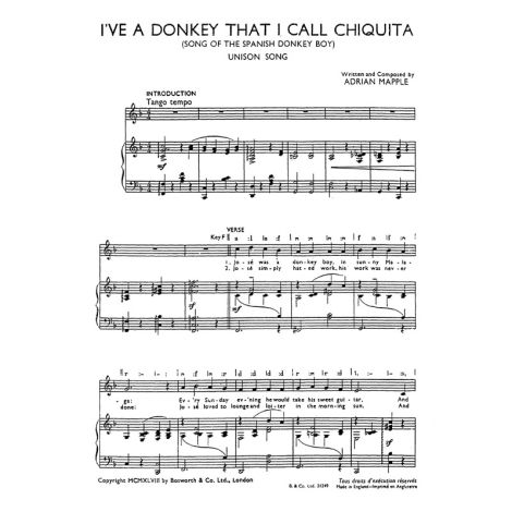 Mapple, A I've A Donkey Called Chiquita Unison/Piano