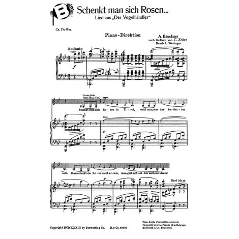 Zeller, C Schenkt Man Sich Rosen In Tirol Score And Parts