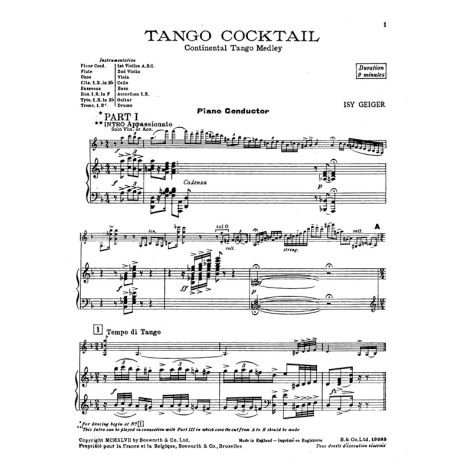 Geiger, I Tango Cocktail Continental Tango Medley Orch Pf Sc/Pts