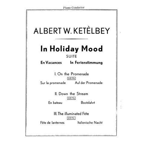 Ketelbey, In Holiday Mood Suite In Ferienstimmung Orch Pf Sc/Pts