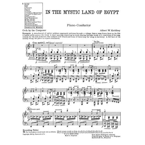 Ketelbey, Aw In The Mystic Land Of Egypt Orch Pf Sc/Pts