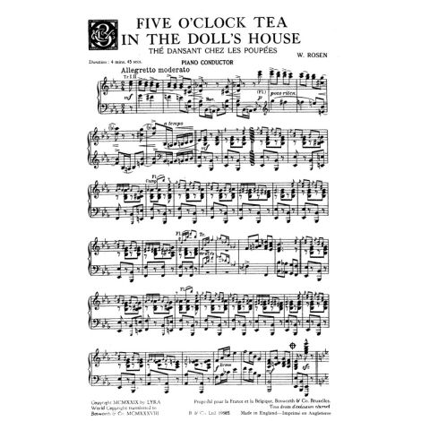Rosen, W Five O'clock Tea In The Dolls House Orch Pf Sc/Pts