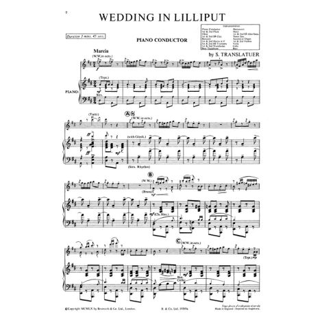 Translatuer, S Wedding In Lilliput Orch Pf Sc/Pts