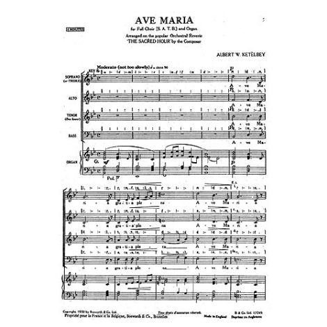 Ketelbey, A W Ave Maria Sacred Hour Satb