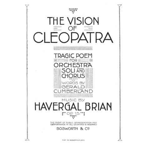 Havergal Brian: The Vision Of Cleopatra (Vocal Score)