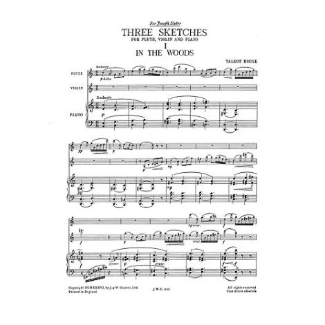 Talbot Hodge: Three Sketches Flute, Violin And Piano (Score And Parts)