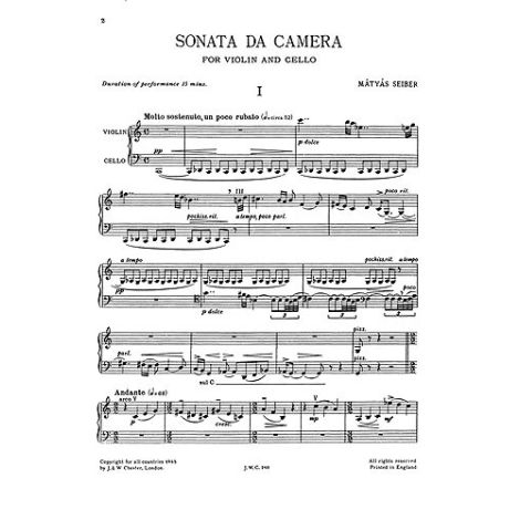 Seiber: Sonata Da Camera (Players' Score)