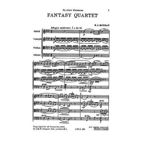 E.J. Moeran: Fantasy Quartet (Miniature Score)