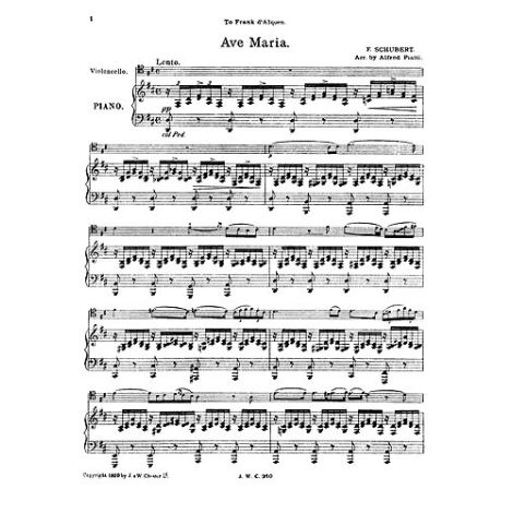 Schubert Ave Maria From Three Melodies Cello/Piano (Arr Piatti)