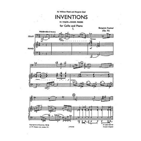 Frankel: Inventions for Cello and Piano