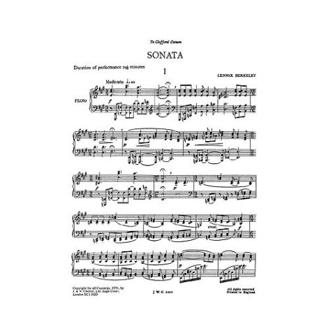 Lennox Berkeley: Sonata in A For Piano Op.20