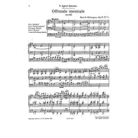 Paul De Maleingreau: Offrande Musicale En Sol Op.18 No.2