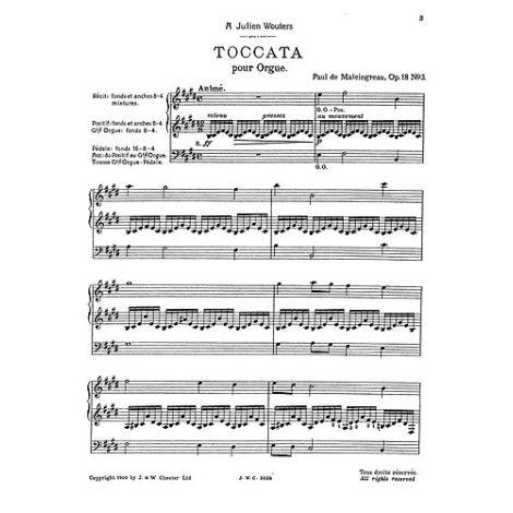 Paul De Maleingreau: Toccata- Offrande Musicale Op.18 No.3