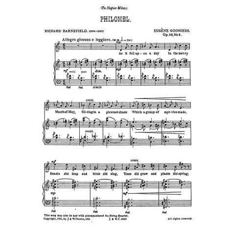 Goossens: Philomel from 'Three Songs Op.26' for Medium Voice and Piano