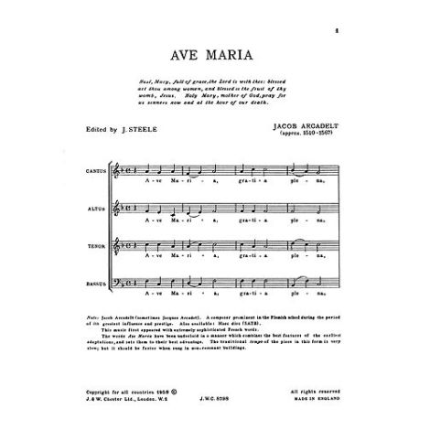 Jacques Arcadelt: Ave Maria (Ed. Steele)