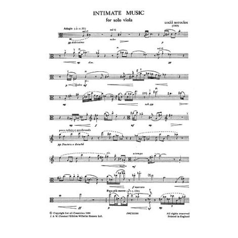 Matousek: Intimate Music for Viola Solo