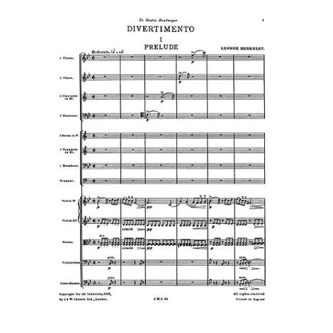Lennox Berkeley: Divertimento In B Flat For Orchestra Op.18 (Score)