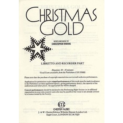 Hinkins C. Christmas Gold Libretto and Recorder Part (1-9 Copies)