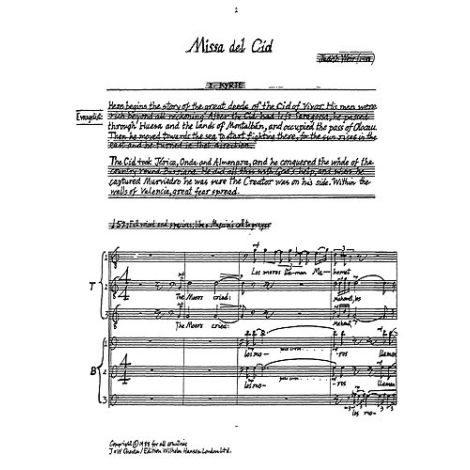 Judith Weir: Missa Del Cid For Speaker And Chorus