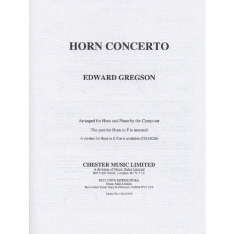Edward Gregson: Horn Concerto (Version For Horn In F) (Horn/Piano)