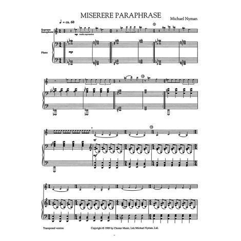 Michael Nyman: Miserere Paraphrase (Saxophone/Piano)