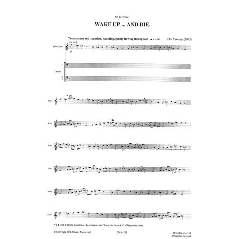 John Tavener: Wake Up And Die (Score and Parts)