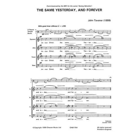 John Tavener: The Same Yesterday, Today And Forever (Score)