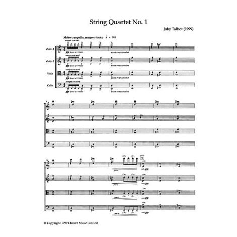 Joby Talbot: String Quartet No.1 (Score And Parts)