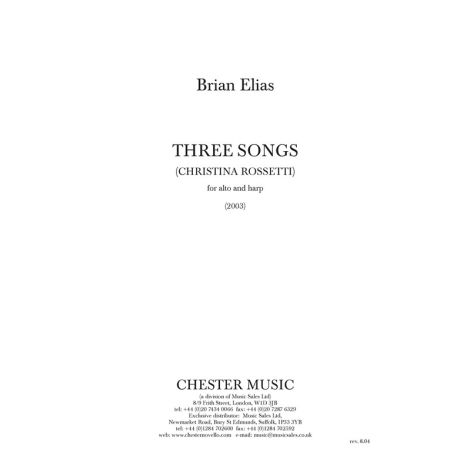 Brian Elias: Three Songs (Christina Rossetti) for Alto and Harp