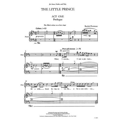 Rachel Portman: The Little Prince-Vocal Score (11 Voices/Piano)