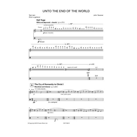 John Tavener: Unto The End Of The World (Flute Clarinet and Tam-Tam Parts)