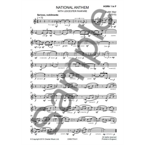 Judith Weir: National Anthem With Leicester Fanfare (Brass Parts)